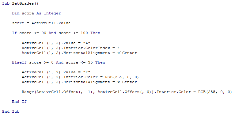 Complete VBA code for this exercise