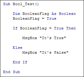 Excel VBA example of a  Boolean  variable