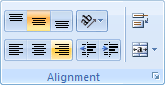 The alignment options in Excel