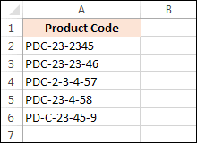 Excel spreadsheet showing values in cells