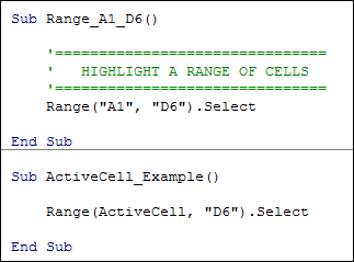 ActiveCell coding example