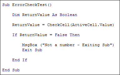 A function called from a Sub in Excel VBA