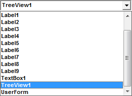 The Treeview control showing in a dropdown box