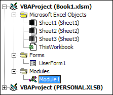 A Module showing in the Project Explorer