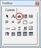 The textbox control in the VBA toolbox