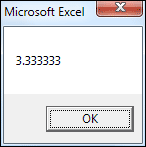 Message box displaying the result of a  floating point number